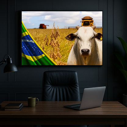 Quadro Lavoura, Gado, Maquinas E Bandeira Nacional