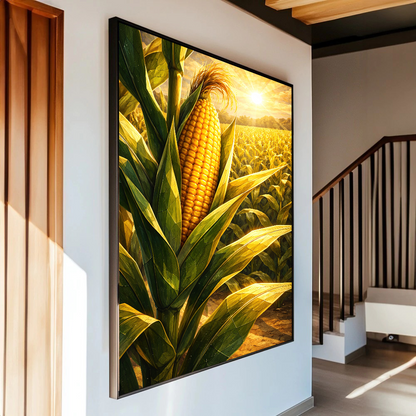 Quadro Milho Dourado Sol Estilo Low Poly