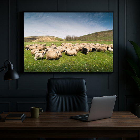 Quadro rebanho de ovelhas no campo – Arte premium do agronegócio