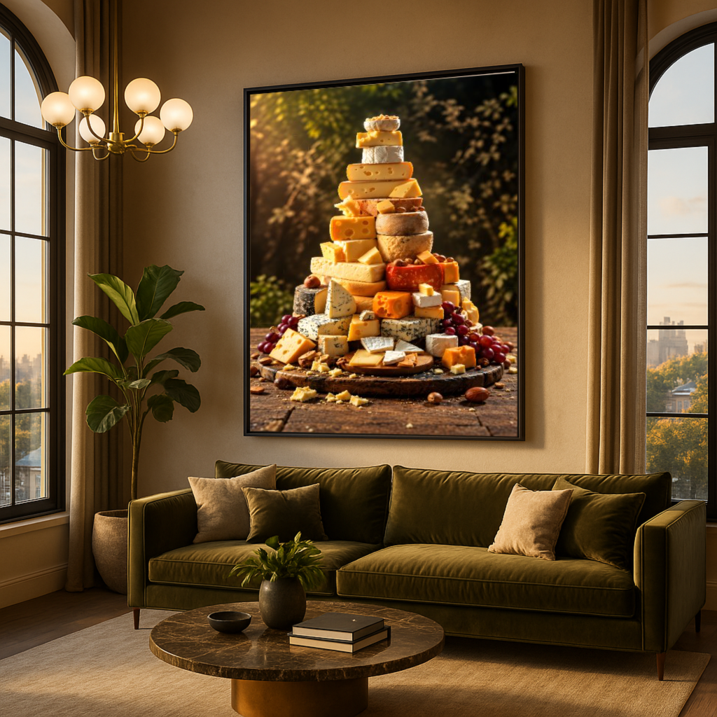 Quadro Cozinha Torre de Queijos Gold