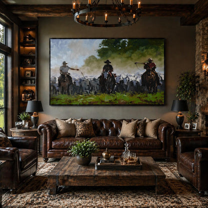 Quadro Cavaleiros Tocando Gado