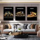 Kit 3 Quadros Disciplina, Execução e Foco Agro Fundo Blackout Gold