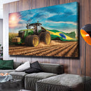 Quadro Trator Puxando Bandeira Do Brasil