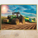 Quadro Trator Puxando Bandeira Do Brasil