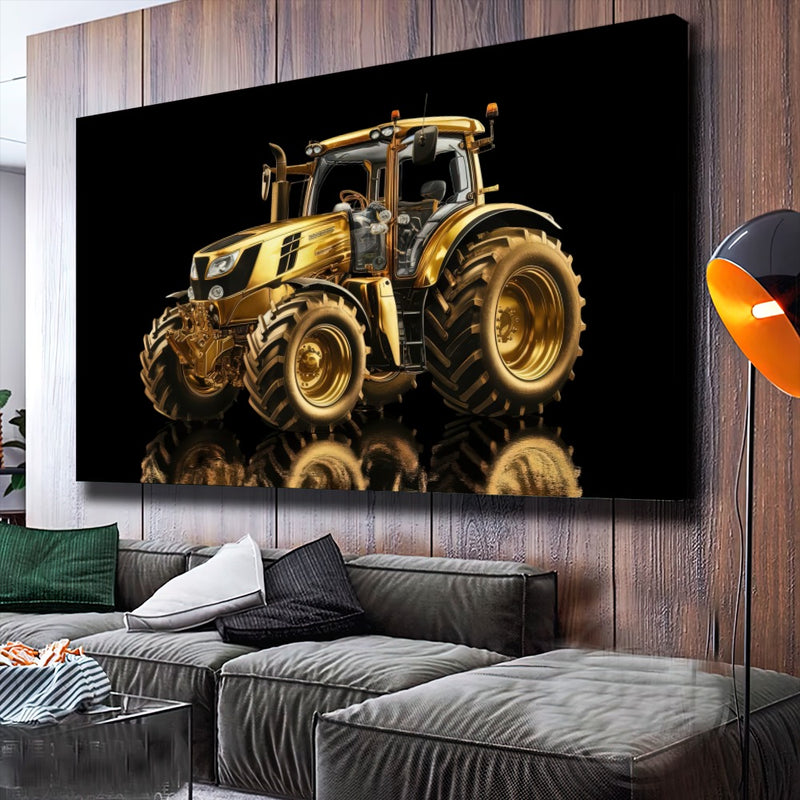 Quadro Trator Gold Fundo Blackout