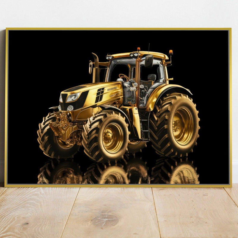 Quadro Trator Gold Fundo Blackout