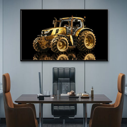 Quadro Trator Gold Fundo Blackout