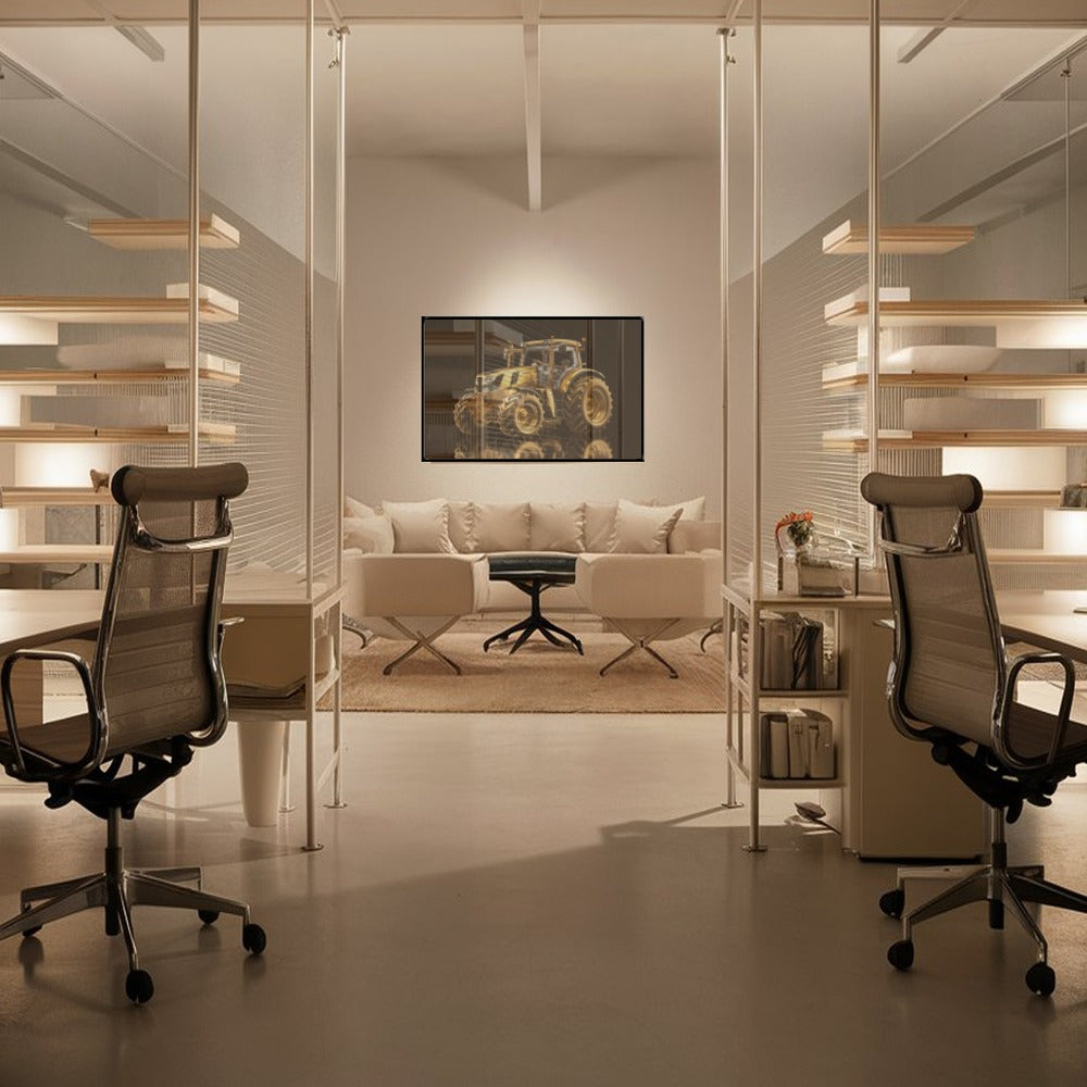 Quadro Trator Gold Fundo Blackout