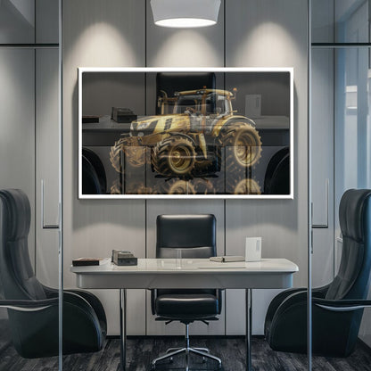 Quadro Trator Gold Fundo Blackout