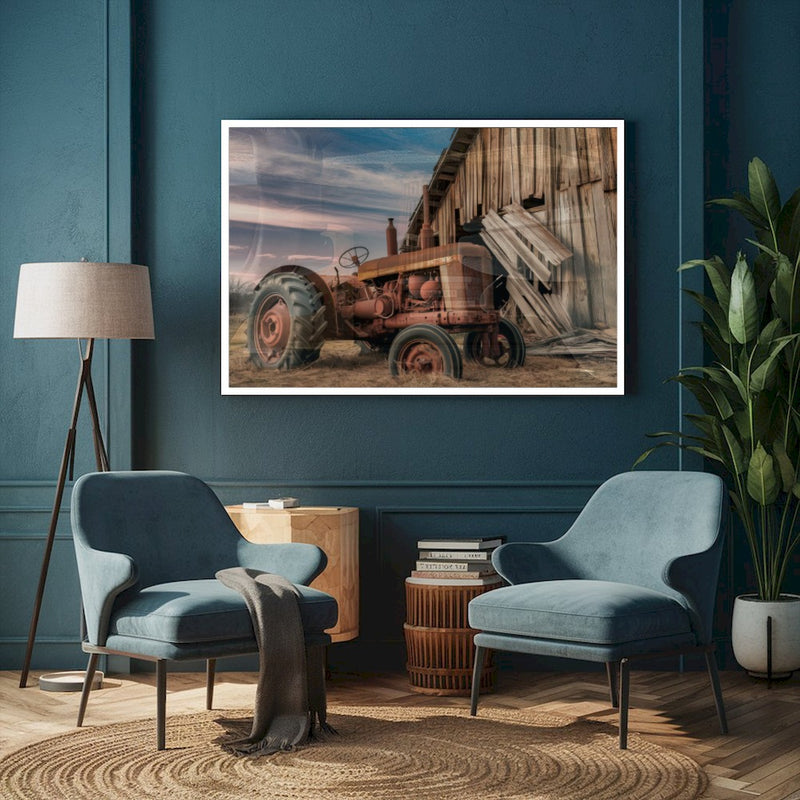 Quadro Trator Antigo E Galpão Velho