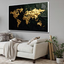 Quadro Mapa Mundi 3D Dourado Black