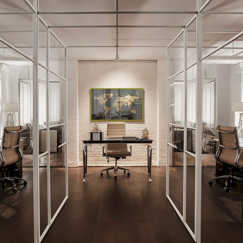 Quadro Mapa Mundi 3D Dourado Black