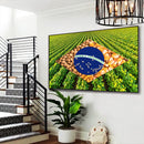 Quadro Bandeira Brasil Agro Estrelas Com Gado Nelore
