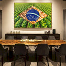 Quadro Bandeira Brasil Agro Estrelas Com Gado Nelore