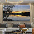 Quadro Açude E Pôr Do Sol Na Fazenda