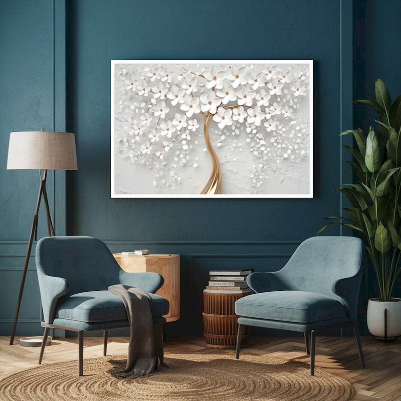 Quadro Árvore Tronco Dourado