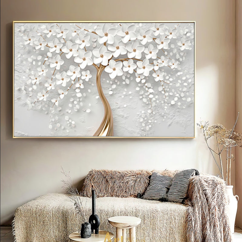 Quadro Árvore Tronco Dourado