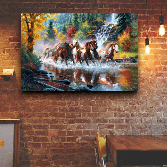 Quadro Cavalos No Riacho