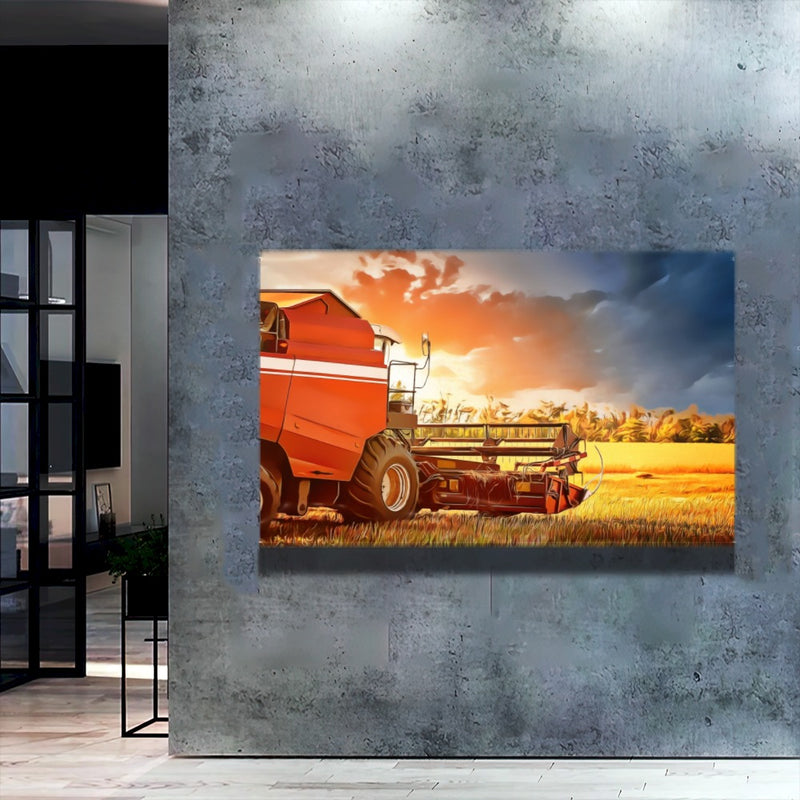 Quadro Colheitadeira Mf Estilo Pintura