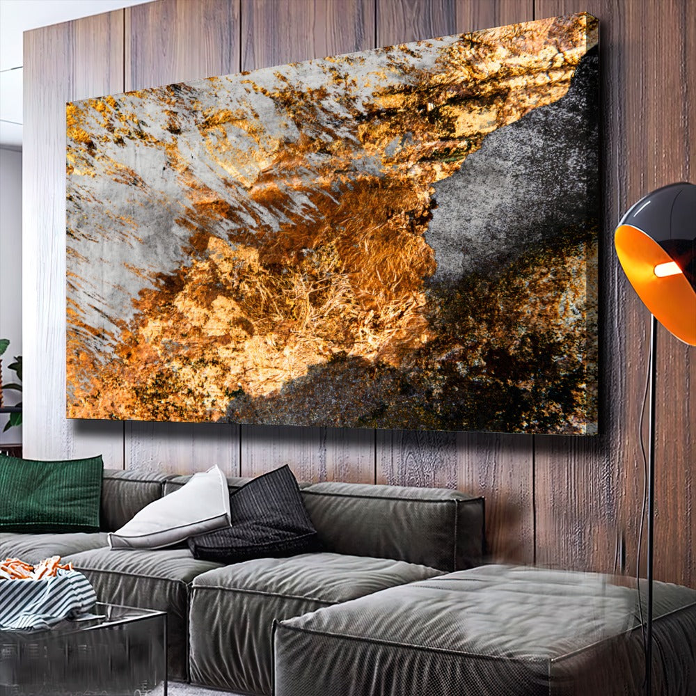 Quadro Decorativo Abstrator Cor De Ouro