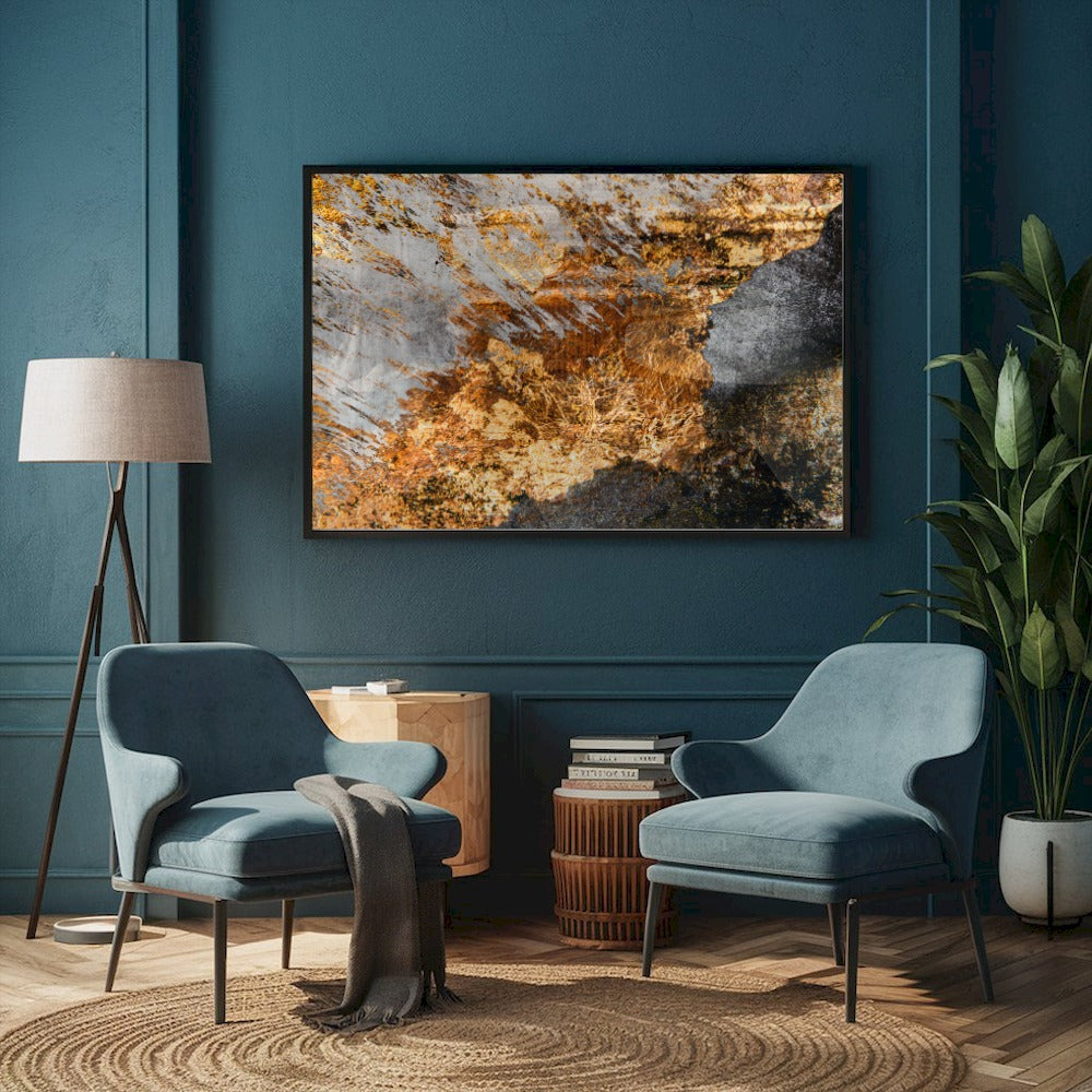 Quadro Decorativo Abstrator Cor De Ouro