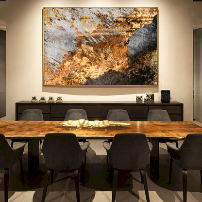 Quadro Decorativo Abstrator Cor De Ouro