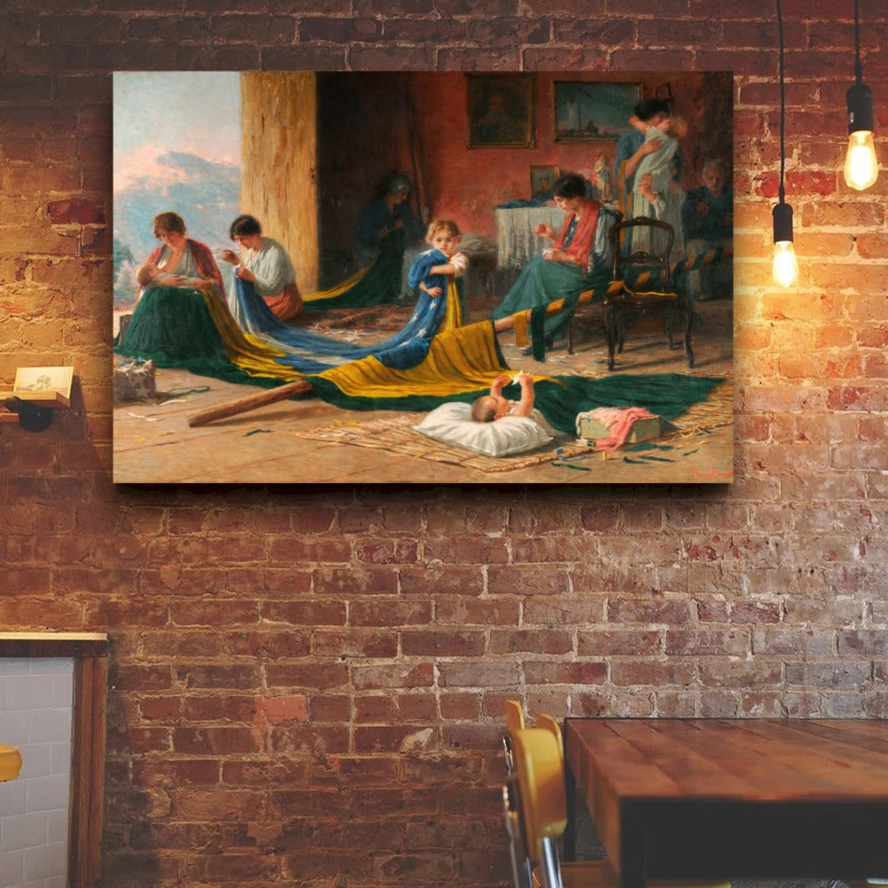 Quadro Estilo Pintura Familia Patriota Antigamente