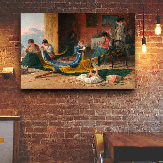 Quadro Estilo Pintura Familia Patriota Antigamente