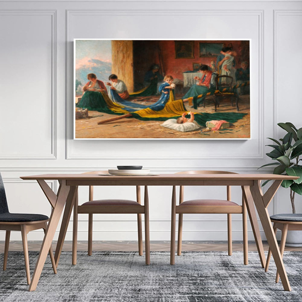 Quadro Estilo Pintura Familia Patriota Antigamente