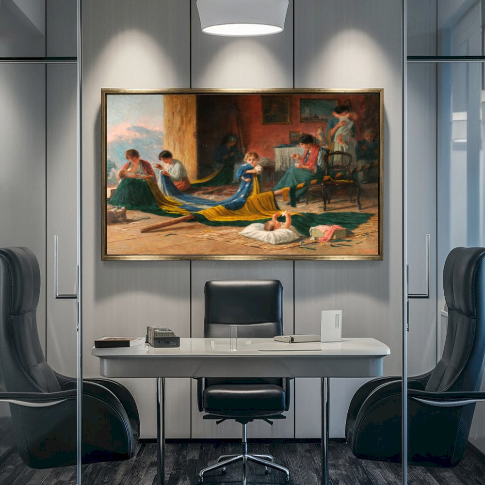 Quadro Estilo Pintura Familia Patriota Antigamente