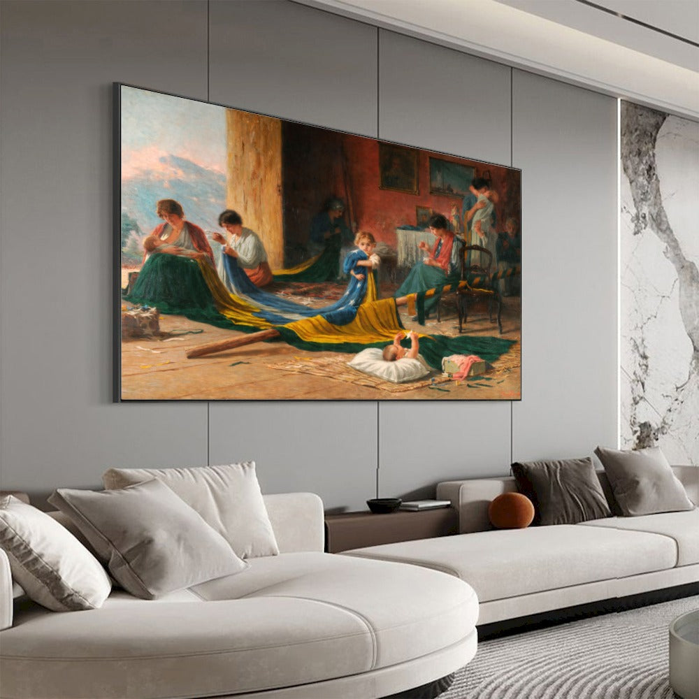 Quadro Estilo Pintura Familia Patriota Antigamente