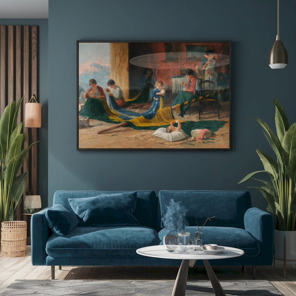 Quadro Estilo Pintura Familia Patriota Antigamente