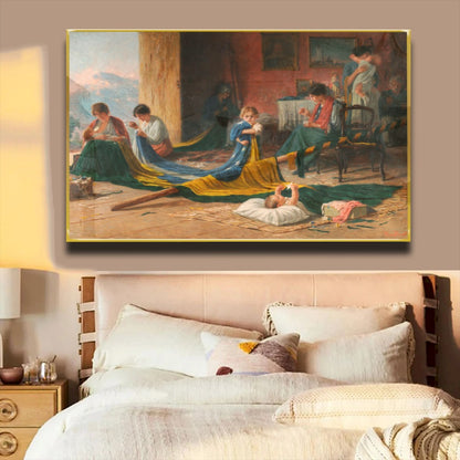 Quadro Estilo Pintura Familia Patriota Antigamente