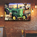 Quadro Fazenda E Trator Vintage Estilo Pintura