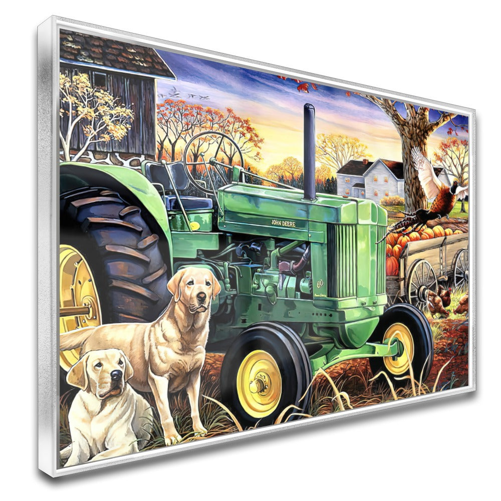 Quadro Fazenda E Trator Vintage Estilo Pintura