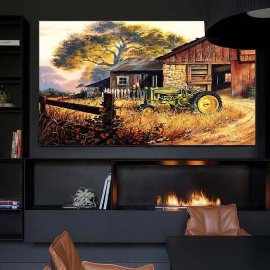 Quadro Galpão E Trator Jd Vintage