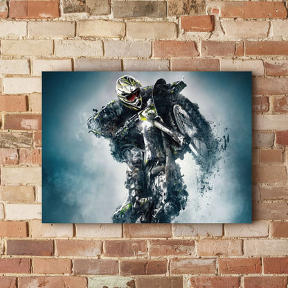Quadro Motoqueiro Estilo Pintura Com Peças
