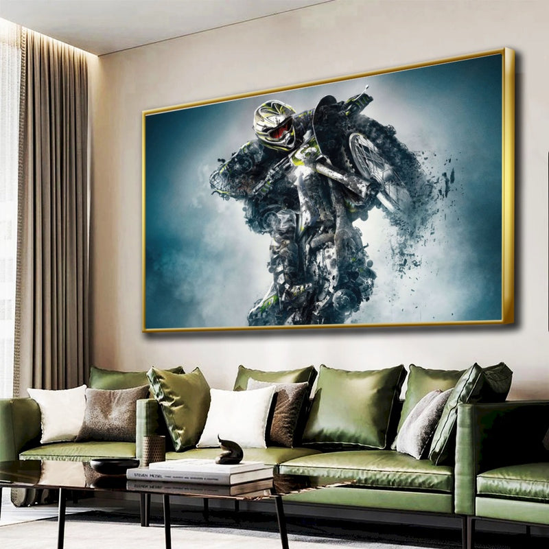 Quadro Motoqueiro Estilo Pintura Com Peças