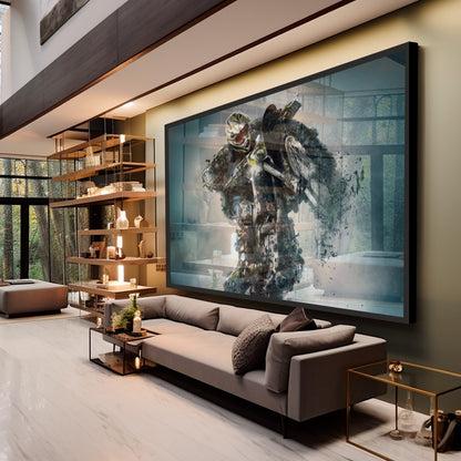 Quadro Motoqueiro Estilo Pintura Com Peças