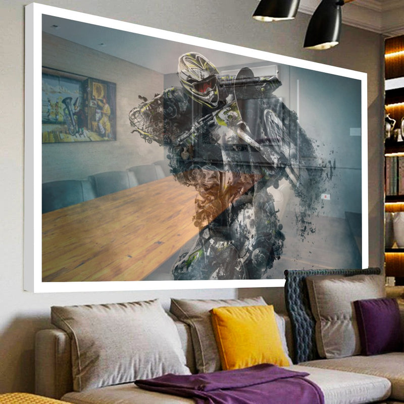 Quadro Motoqueiro Estilo Pintura Com Peças