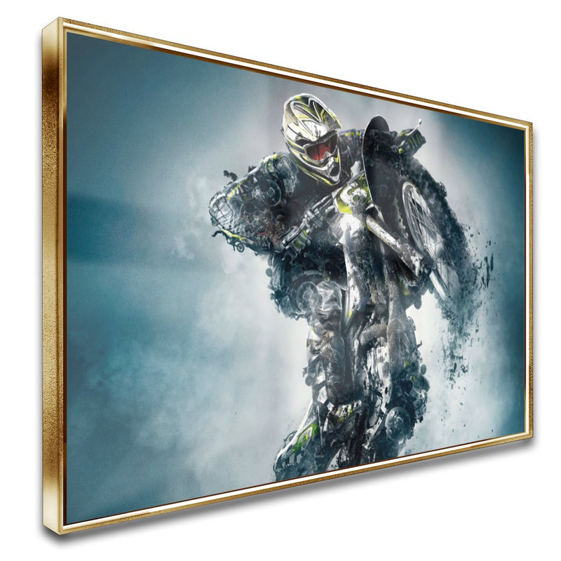 Quadro Motoqueiro Estilo Pintura Com Peças