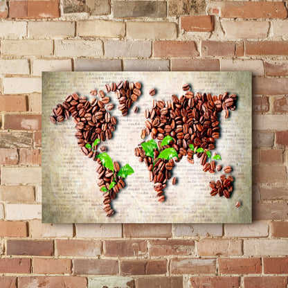 Quadro Mapa Do Mundo Do Café