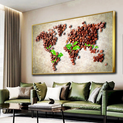 Quadro Mapa Do Mundo Do Café