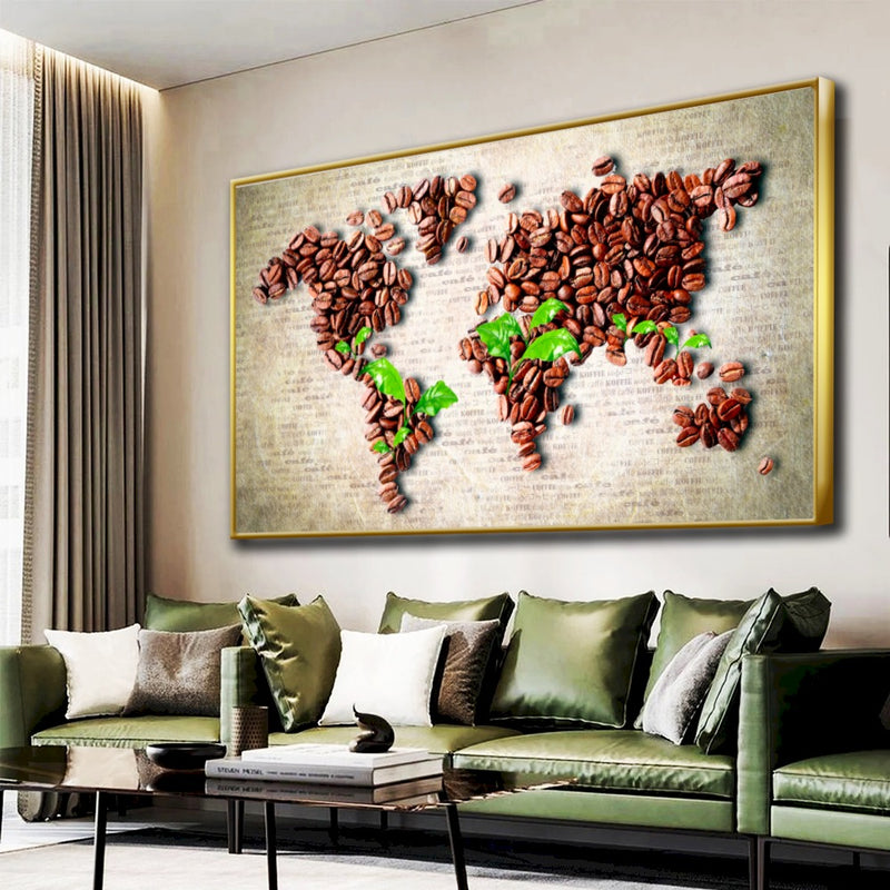 Quadro Mapa Do Mundo Do Café