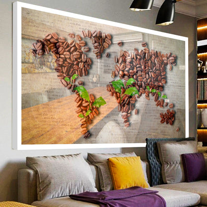 Quadro Mapa Do Mundo Do Café