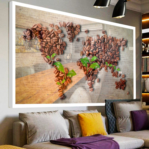 Quadro Mapa Do Mundo Do Café