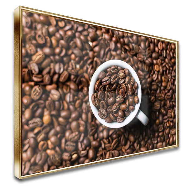 Quadro Grãos E Xícara De Café