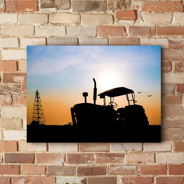 Quadro Trator Ao Entardecer
