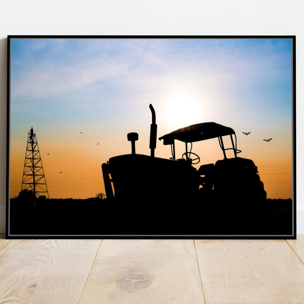 Quadro Trator Ao Entardecer