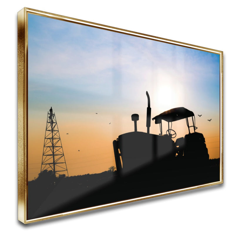 Quadro Trator Ao Entardecer
